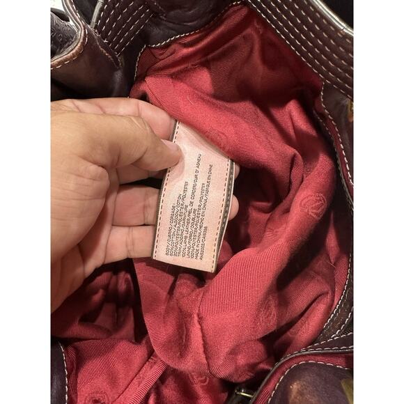 Vintage Y2K Juicy Couture Dark Purple / Maroon Velour Hobo Bag Metal Medallion - Picture 8 of 11